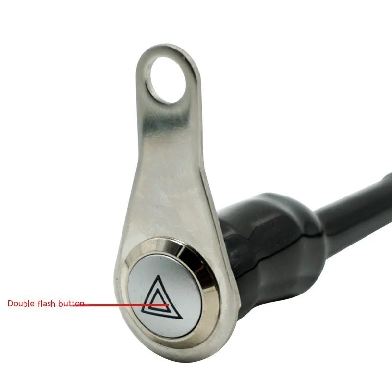 Black stainless steel motorcycle switch with metal button and light ring for double-flash control