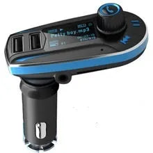 BT618C vehicle Bluetooth FM transmitter MP3 player with LCD screen mounted on car dashboard