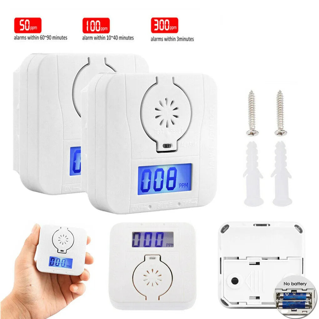 White wireless carbon monoxide alarm for wall mounting with 1.5 metre detection range