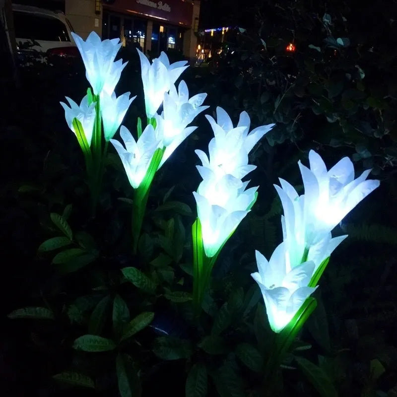 Colour LED solar lawn lamp flower shape IP65 outdoor garden light with solar panel