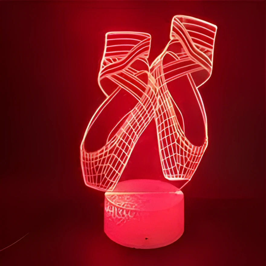 Ballet dancing shoes design 3D night light with multi-colour LED illumination on an ABS base.