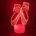 Ballet dancing shoes design 3D night light with multi-colour LED illumination on an ABS base.