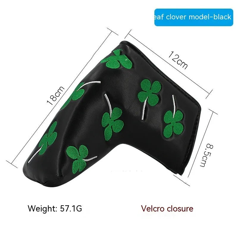 Golf putter sleeve in a themed design with PU waterproof fabric exterior and fleece lining.