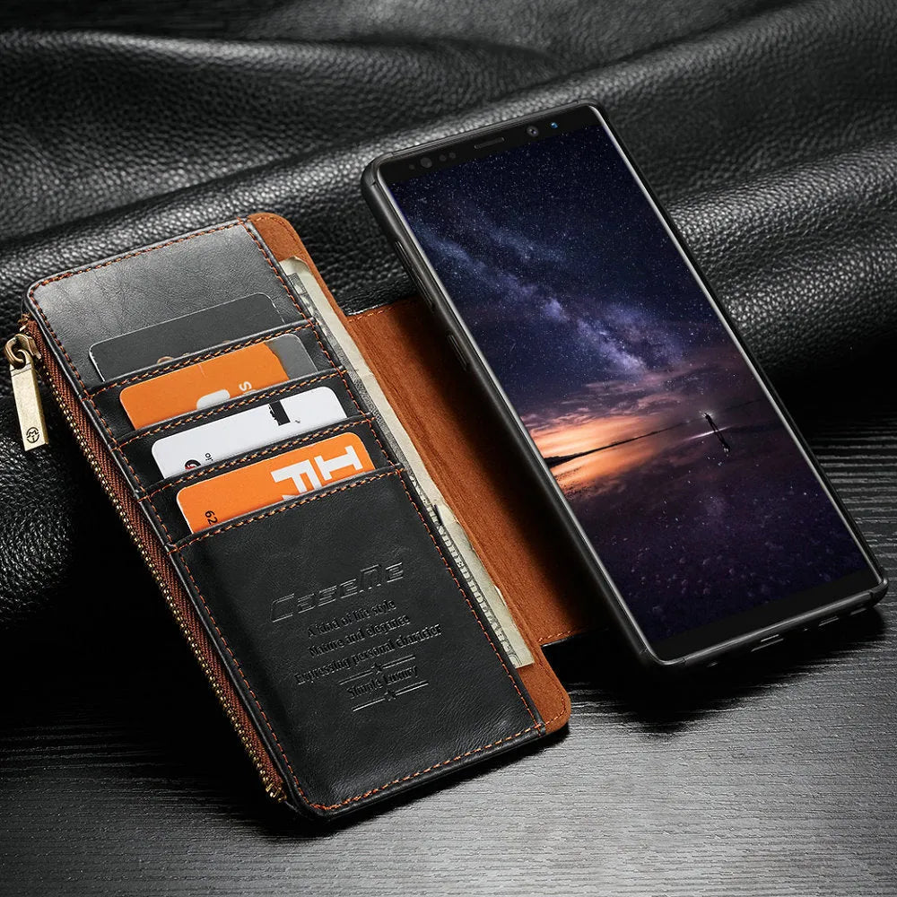 Leather flip phone case for SAMSUNG Note9 in black, brown or red colours