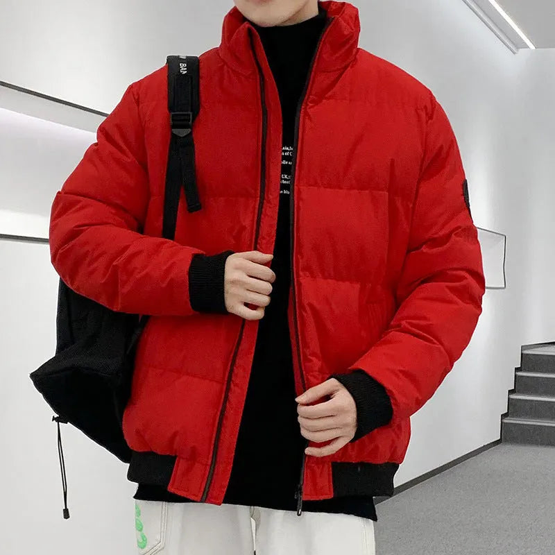 Thick cotton-padded jacket for men loose fit cardigan style polyester lining black colour option