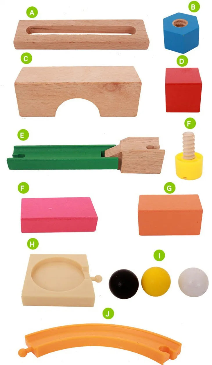 Wooden multifunctional creative track building block set for children aged 4-6 years old