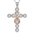 Women's faith cross 8 diamond pendant necklace in photo colour, alloy box chain, adjustable 21-50 cm
