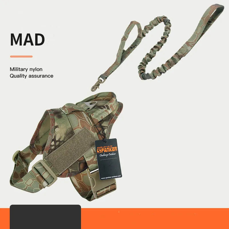 Adjustable dog harness in 1050D nylon with UTX buckle, wolf brown colour, for large and medium dogs