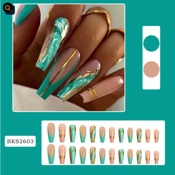 Ballet wave line detachable nail stickers with jelly glue in decorative designs
