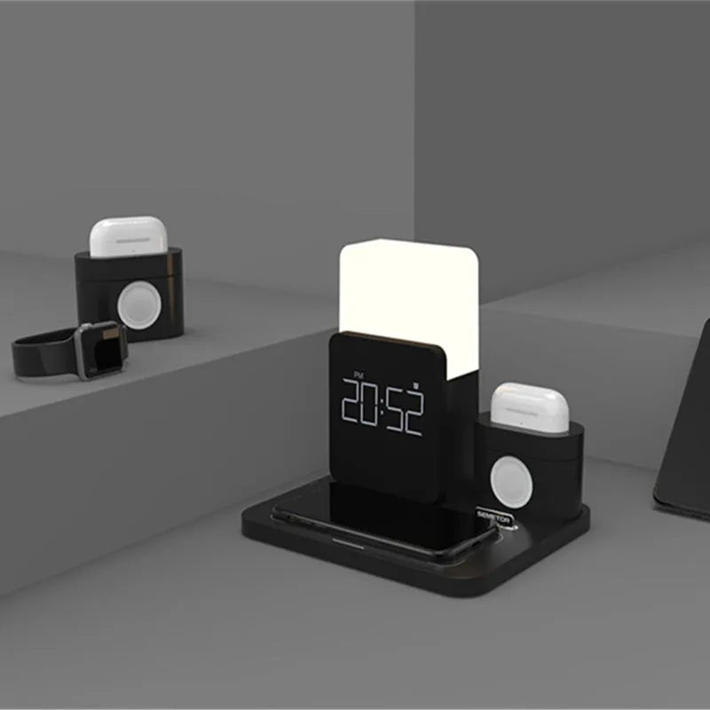 3-in-1 multi-function Qi wireless charger stand in dark green, light green, or black colours