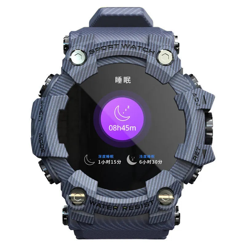 Waterproof outdoor sports smart watch with step counter, 1.3-inch glass screen, wrist strap, available in black
