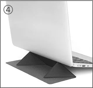 Portable non-slip cooling bracket for laptop with ergonomic design in blue, folded with built-in magnet