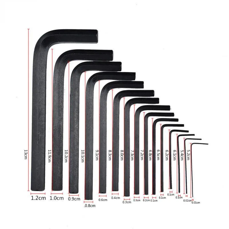 L type ball head Allen wrench set high carbon steel chrome plated British system 1.5mm 10mm sides grey orange