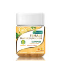 Bottle of lemon-flavoured magnesium oxide gummies supplement for stress relief and sleep support, 60 gummies per bottle