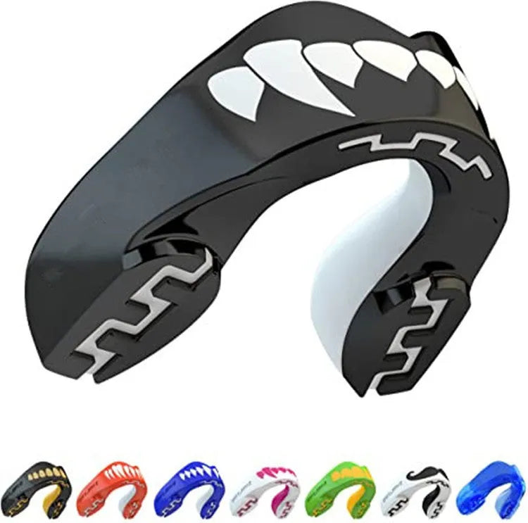 Adult boxing mouthguard with tooth socket free design in printed teeth colours for martial arts protection