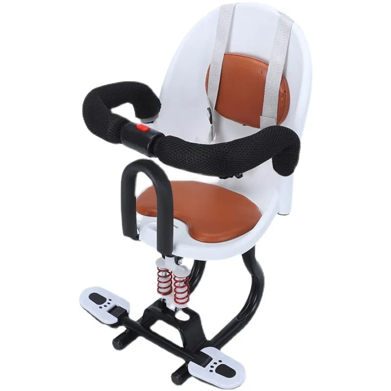 High carbon steel front safety seat for children's battery scooter in black colour