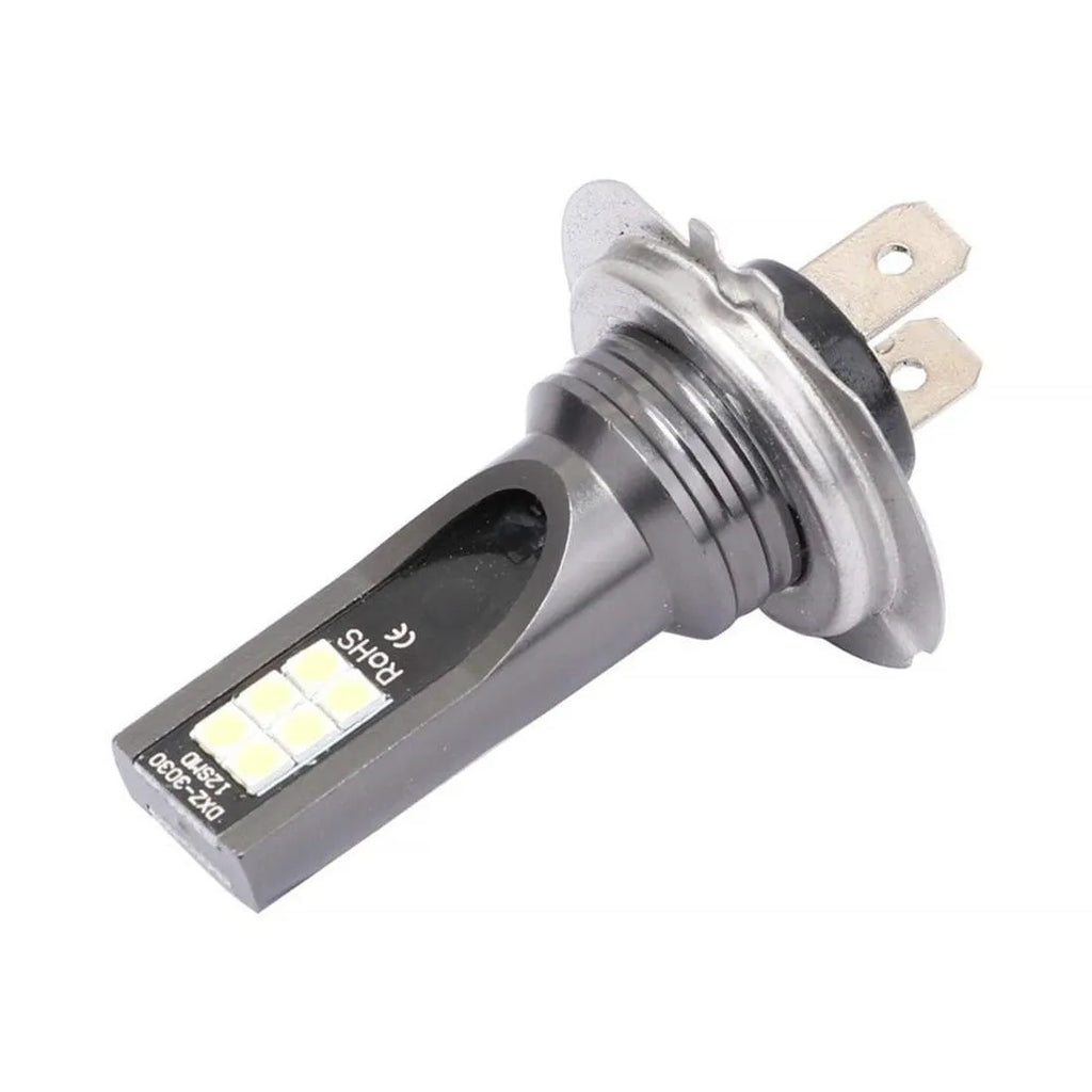 H7 110W LED car fog light bulb with twelve SMD LEDs and aluminium housing
