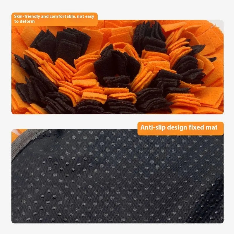 Orange pumpkin-shaped pet training mat for slow feeding and choking prevention