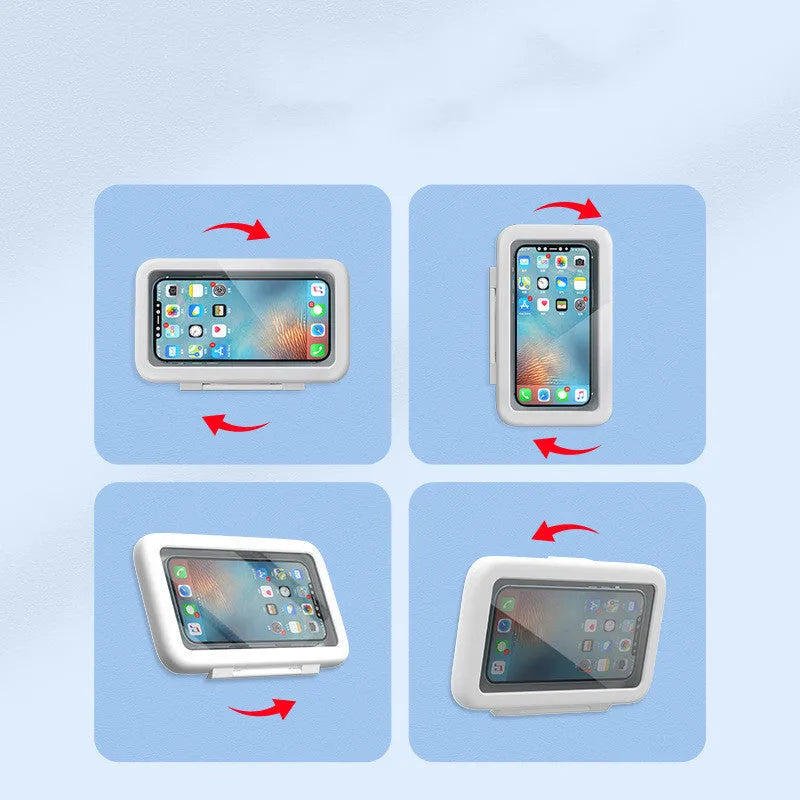Waterproof shower phone box with sensitive touch screen and anti-fog window in black plastic