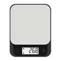 Black Bluetooth smart kitchen scale with nutrition calculator app on phone screen, 153x135x27mm
