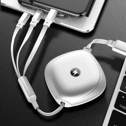 3-in-1 telescopic charging cable extended to 120cm with titanium alloy connectors