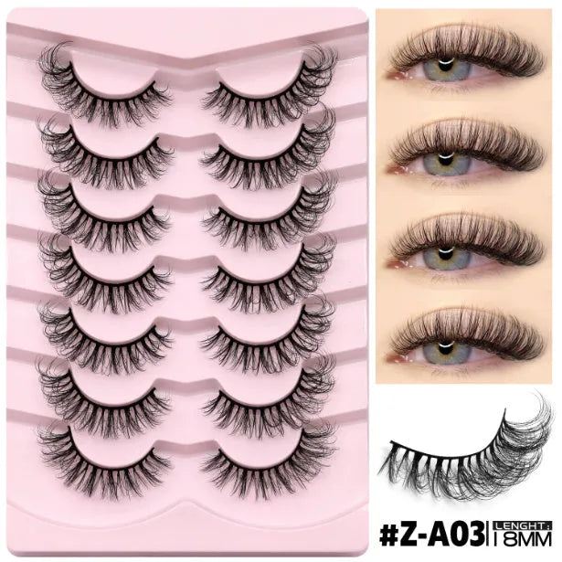 Natural false eyelashes in thick long style without eyeliner requirement