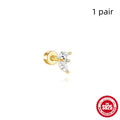S925 sterling silver flat column threaded ear bone studs with butterfly clasp in a gold electroplated finish.