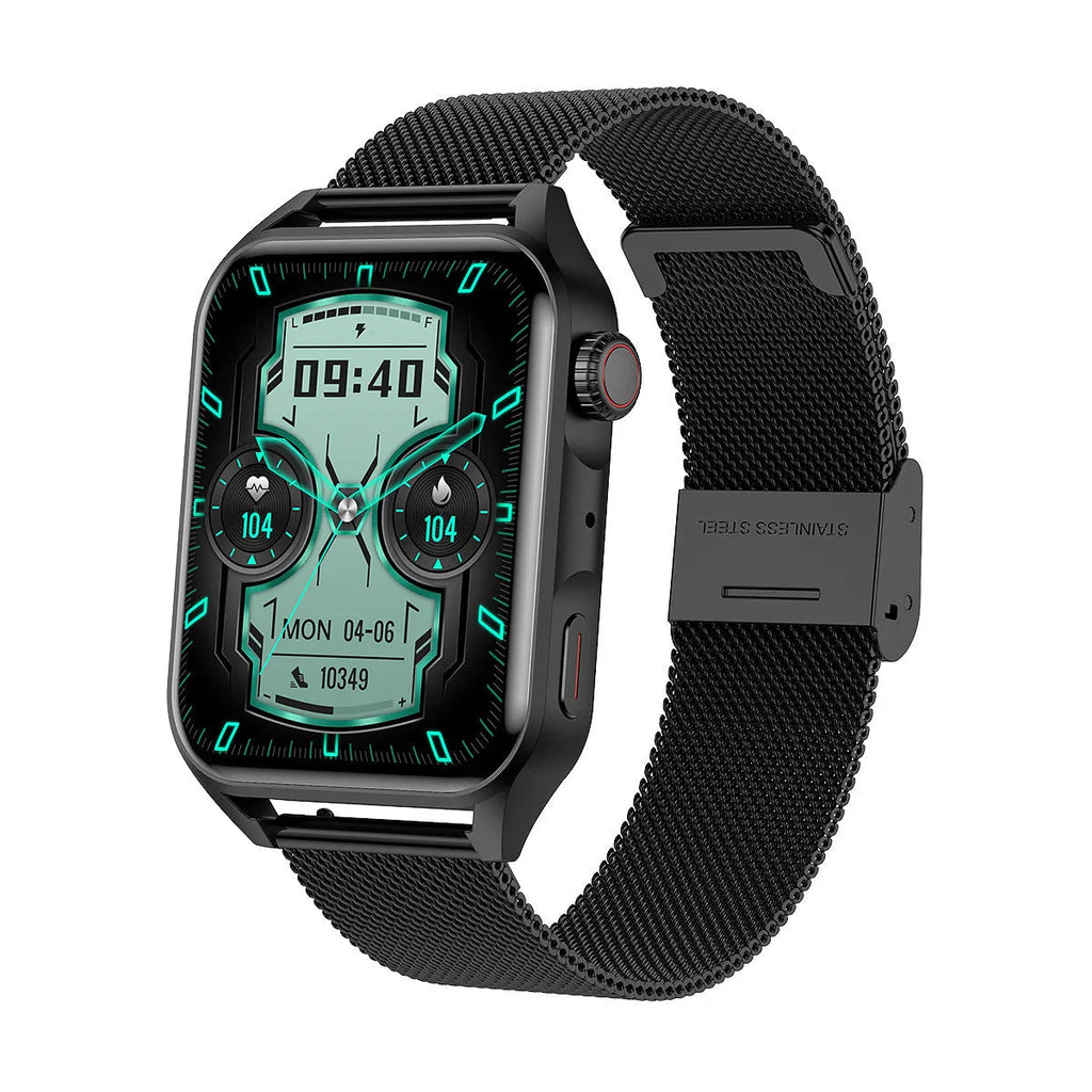 Smart watch with 1.8-inch AMOLED display on silicone wrist strap showing multi-dial screen