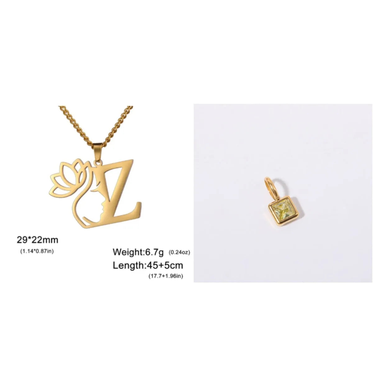 Stainless steel cross chain necklace with pendant in gold or steel colour
