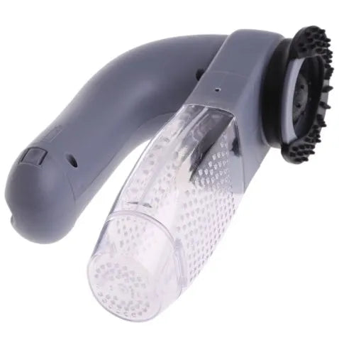 Grey cordless handheld pet hair vacuum grooming brush with soft rubber head
