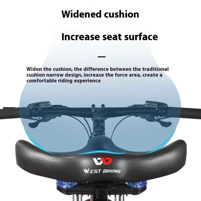 Black bicycle seat cushion with leather cover and foam padding