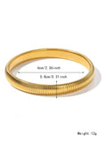 Gold titanium steel bracelet with elastic vertical stripe ring design, shown at 2cm width.