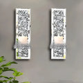 Silver mirror glass wall hanging candle holder pair modern simple style 10x11x38cm