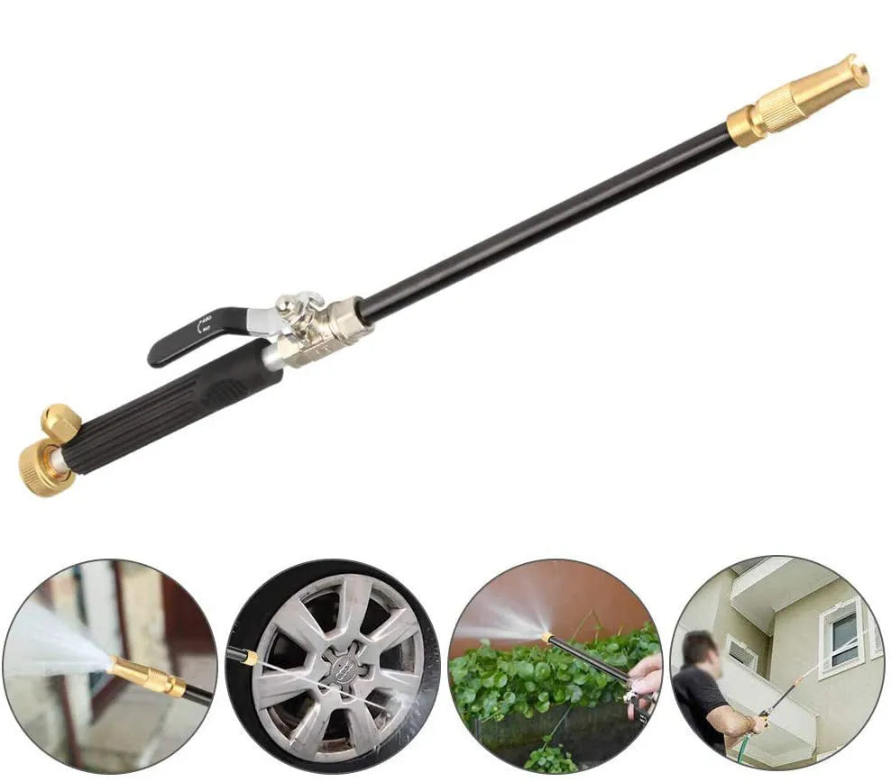 Black high pressure adjustable nozzle garden car wash water gun with alloy body and brass tip