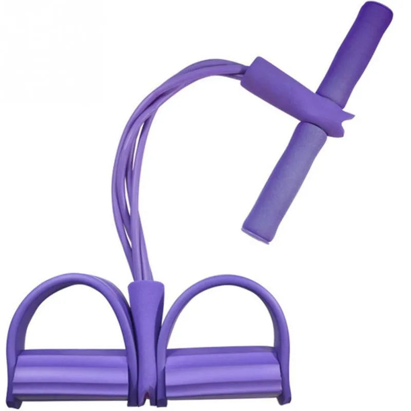 TPE yoga stretch drag strap tension band 1500mm long in blue on a workout mat