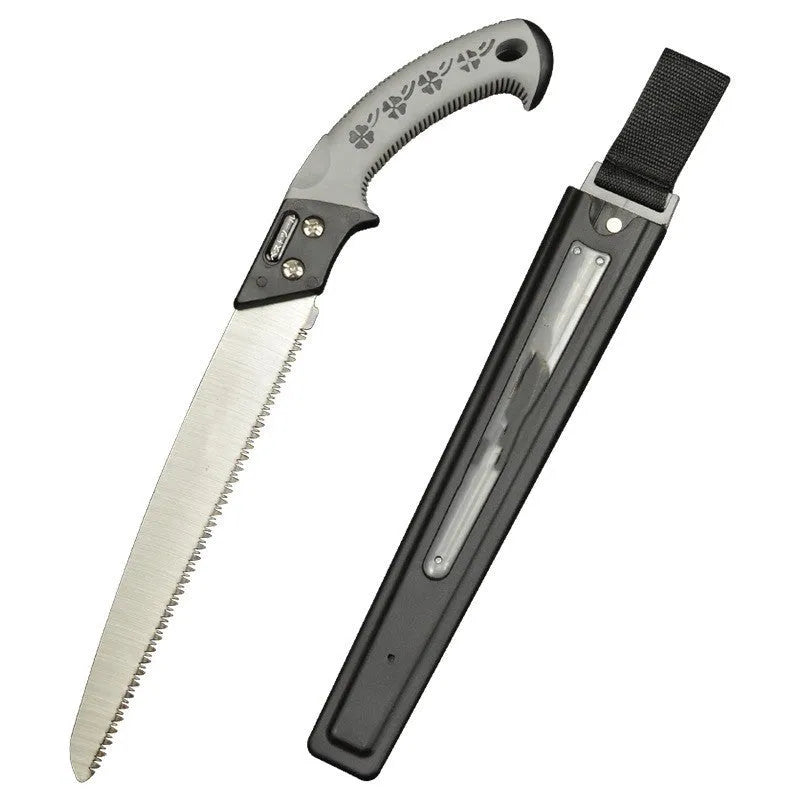 Japanese-style two-tone waist saw 460mm total length with thin 1.2mm blade for low-resistance cutting
