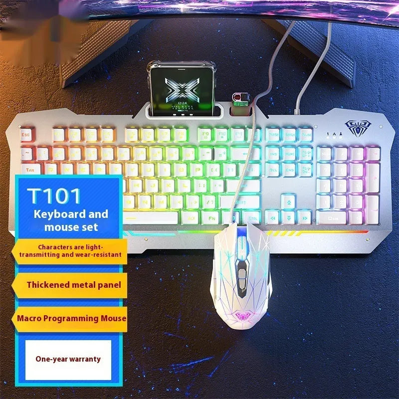 Black and white wired keyboard mouse headset bundle for desktop computer setups