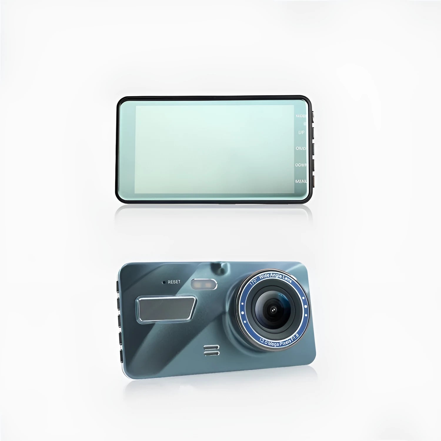 4-inch IPS screen dash cam with zinc alloy body and dual 1080P lens for front and rear recording