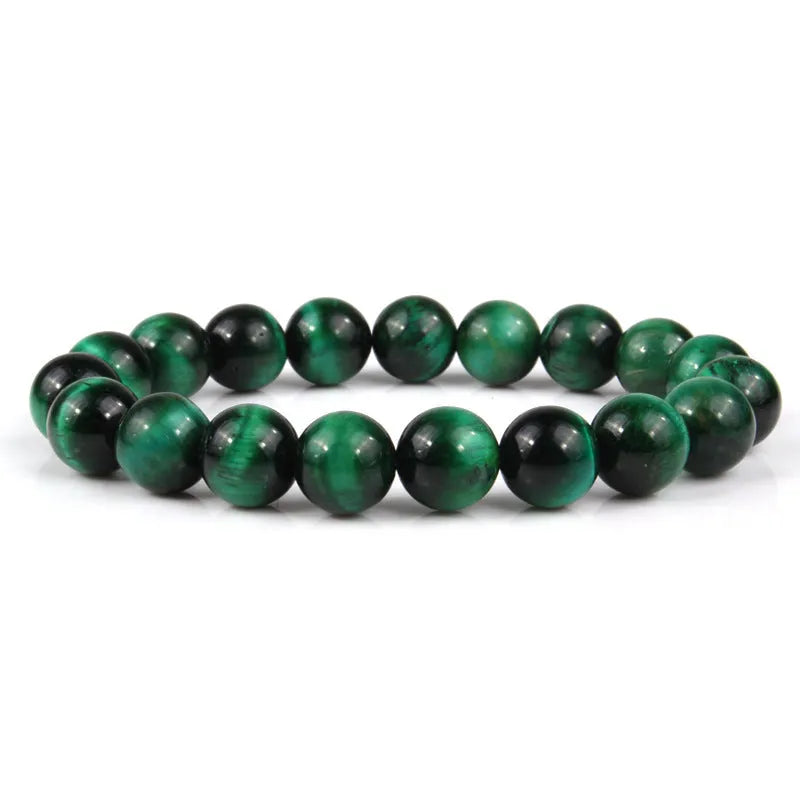 Natural tigereye crystal bead bracelet with round beads in a choice of colours and sizes.