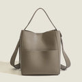 PU Leather Bucket Messenger Bag for Daily Matching European and American Retro Style with Sewing Line Detail Available in Black Brown Elephant Gray Soft Single Shoulder Strap Sandwich Pocket Outer Bag