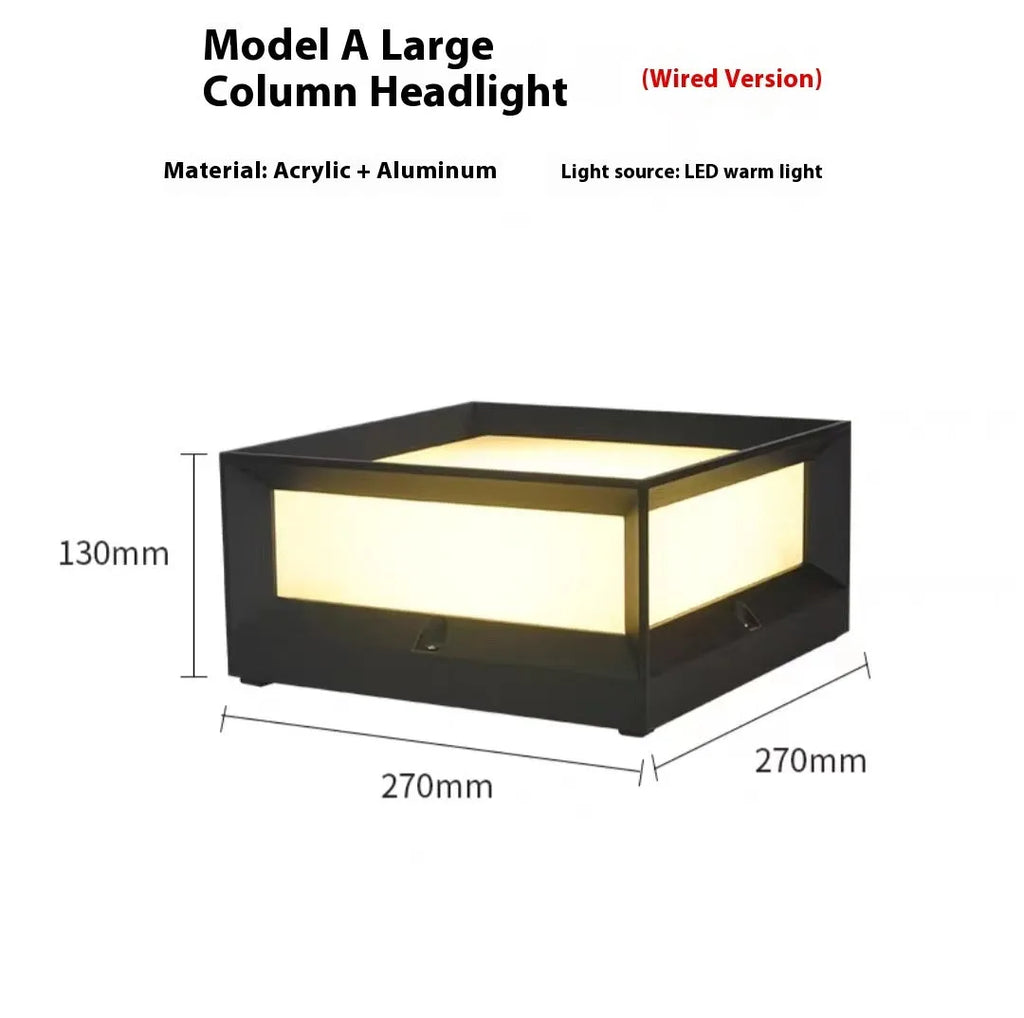 Aluminium solar-powered column light for outdoor wall or door mounting