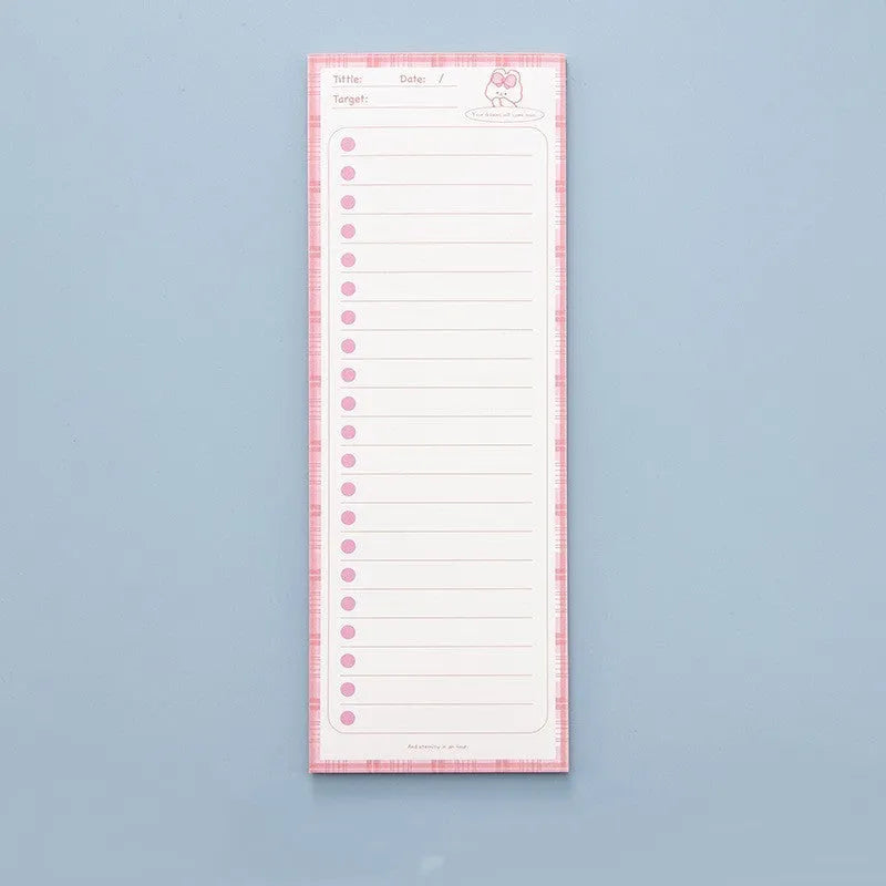 Student notepad with plastic storage box showing 90x248mm dimensions and colour variations