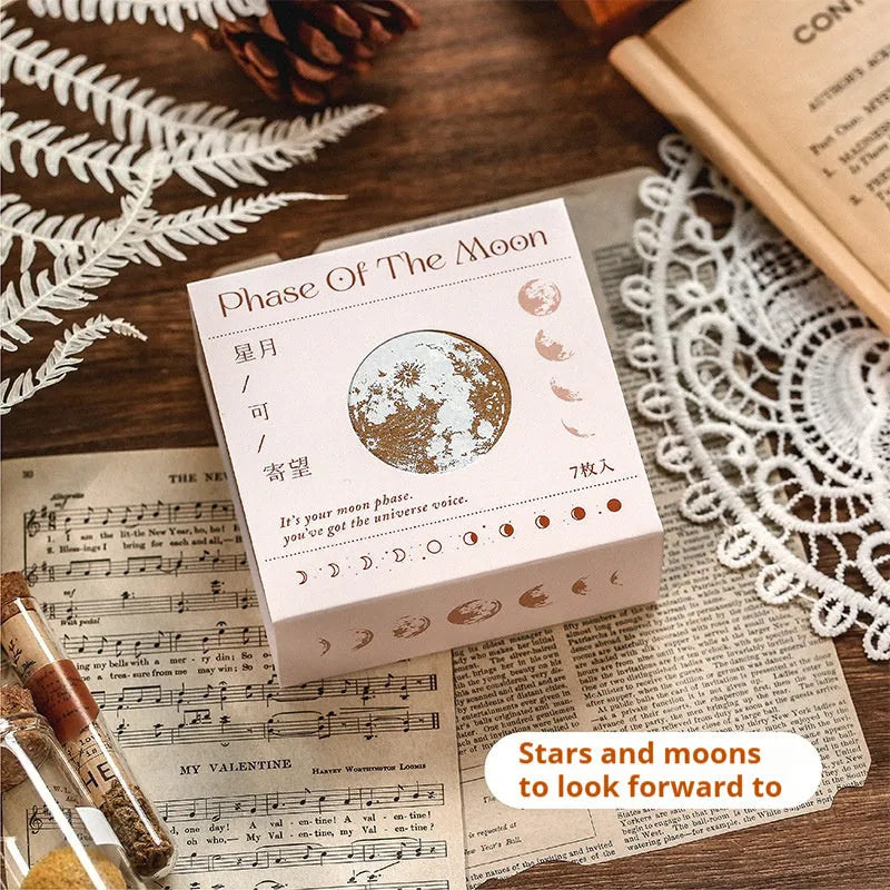 Mr Paper wooden seal stamp set with seven stamps for decorative painting and journal crafts