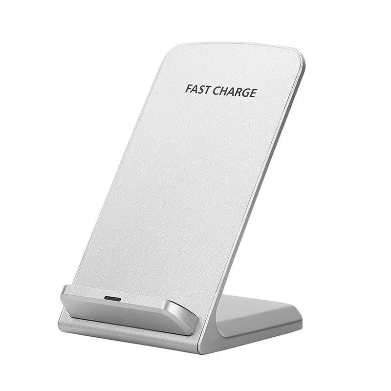 30W fast charging vertical wireless charger stand in white for fruit phones with QC3.0 support