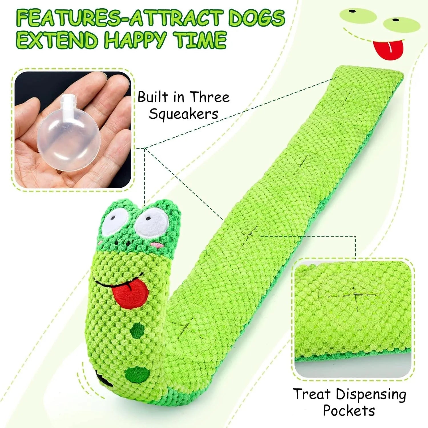 Squeak dog puzzle toy shaped like snail with velvet material and hidden food holes