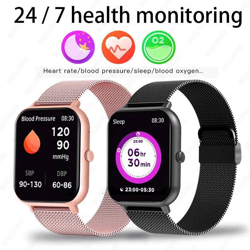 ZL54C smart watch with AMOLED display on wrist, showing health metrics interface