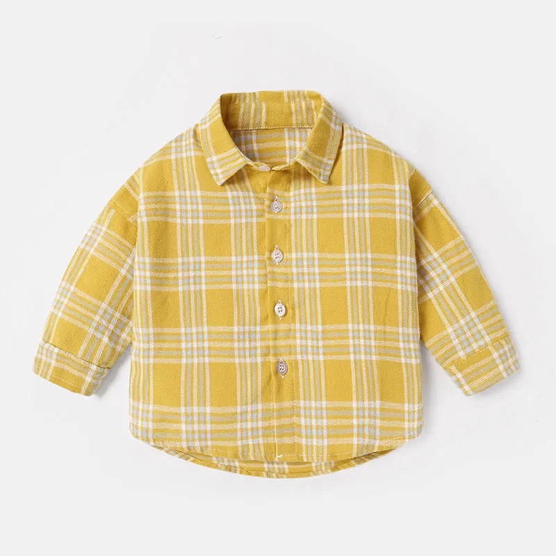 Boys' cotton lattice pattern shirt in multiple colours with animal and cartoon elements