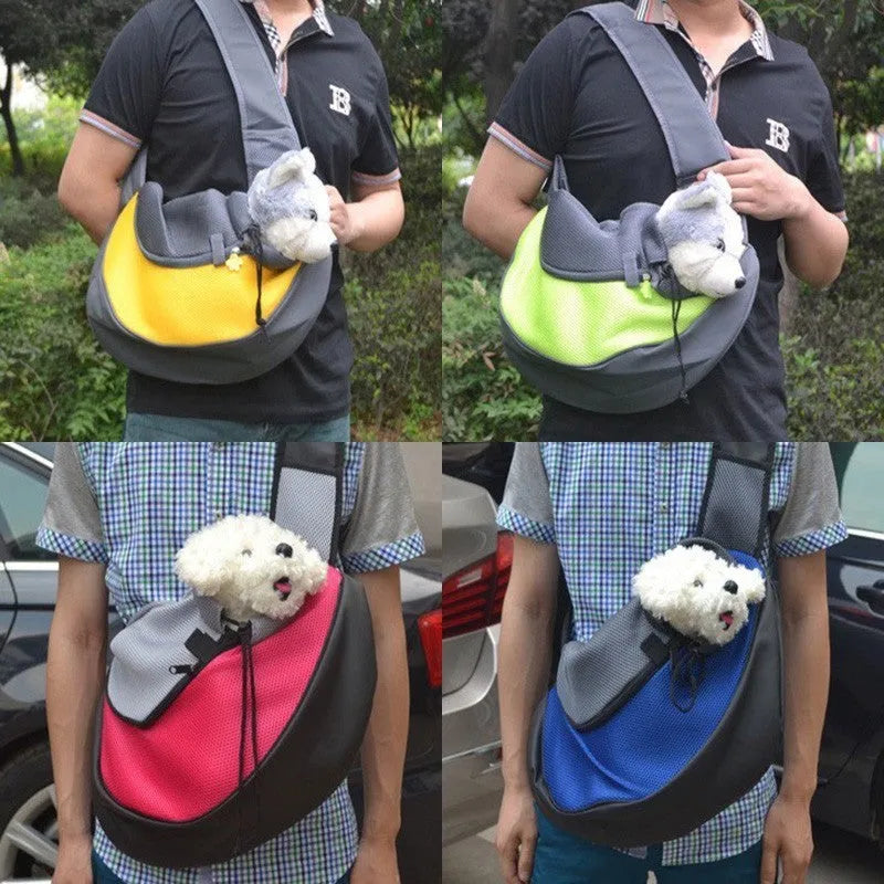 Polyester pet backpack carrier for cats and small dogs in blue colour with adjustable shoulder straps