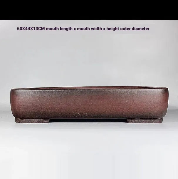 Handmade antique rectangular purple clay flower pot for plants
