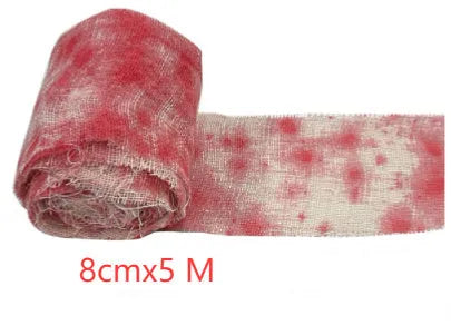 Halloween bloody cloth colour bandage gauze roll with 8cm width polyester fabric